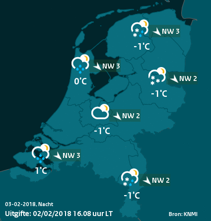 kaart verwachtingen Morgen nacht